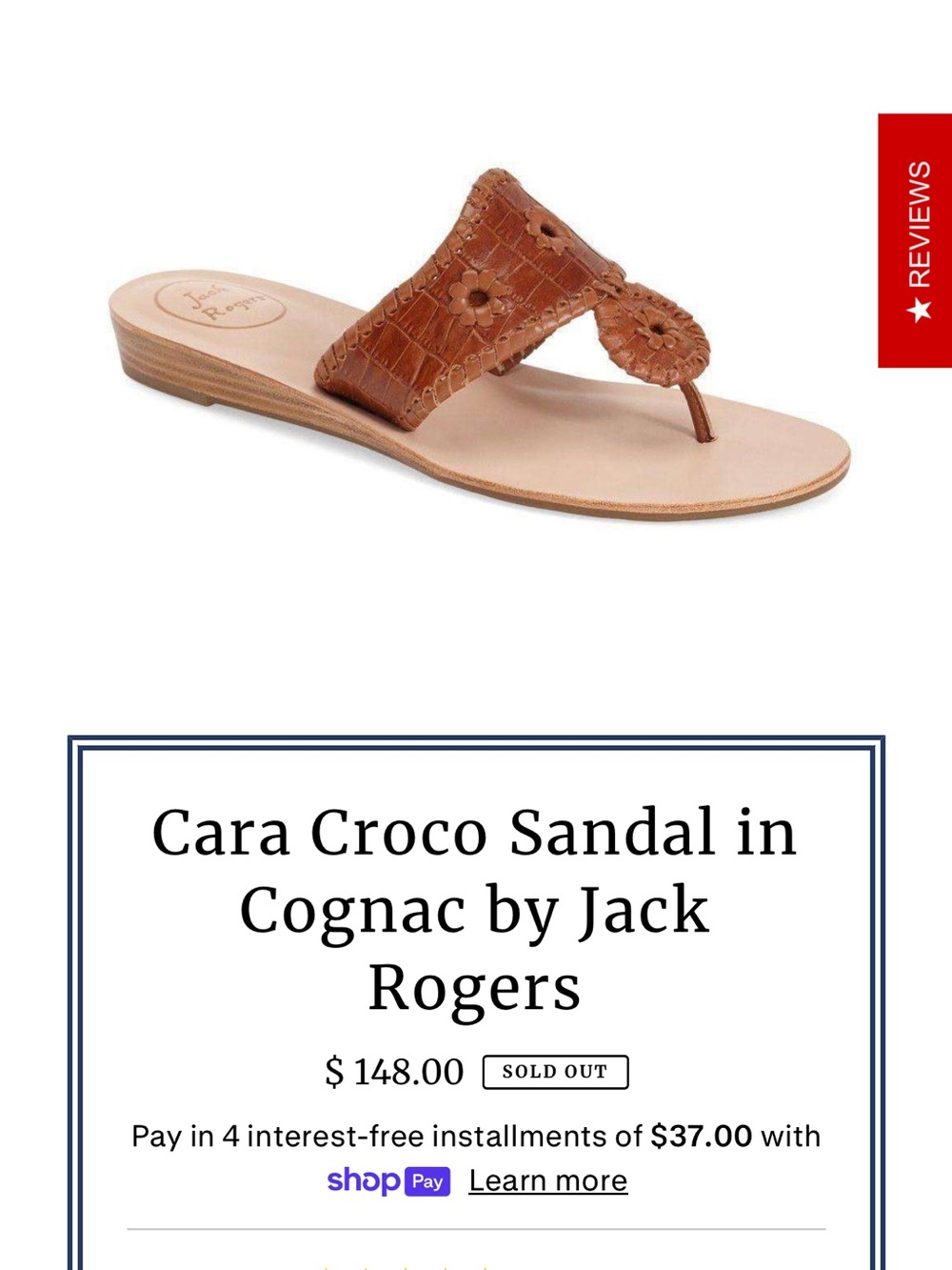Jack Rogers Cara Croco Thong Sandal — Cognac